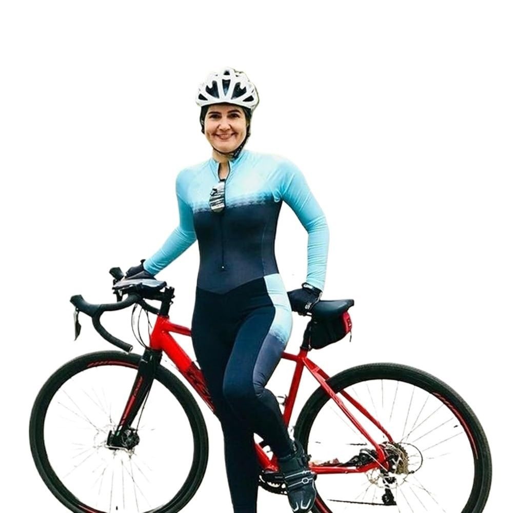 CYTSH Triathlon Women's Long Sleeve Cycling Clothing Set Mountain Bike Clothing Cycling Wear Jumpsuit Long Pants (Color : 4, Size : Large)
