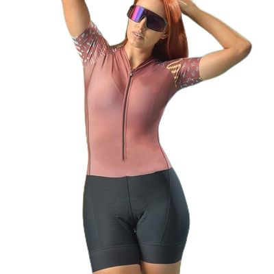 CYTSH Women's Cycling Triathlon Summer Short Sleeve Jumpsuit Racing Team Jersey Bodysuit Cycling Cycling Sets (Color : 3, Size : X-Small)