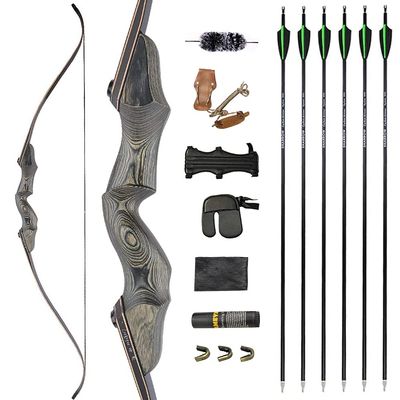 ZSHJGJR Archery 60" Black Hunter Takdown Recurve Bow 30-65 Lbs Right/Left Handed Wood Bow Riser American Hunting Longbow for Archery Hunting (30lbs, Black Bow Set Right Handed)