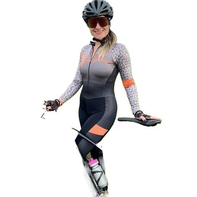 CYTSH Triathlon Women's Long Sleeve Cycling Clothing Set Mountain Bike Clothing Cycling Wear Jumpsuit Long Pants (Color : 3, Size : Large)