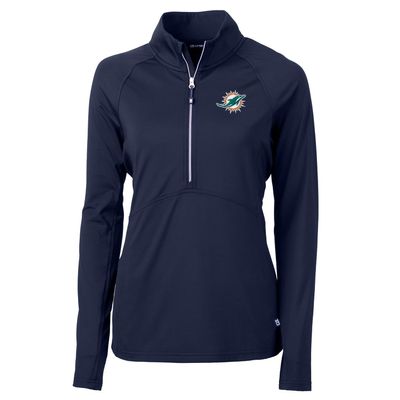 Cutter & Buck Women's Navy Miami Dolphins Adapt Eco Knit Half-Zip Pullover Jacket