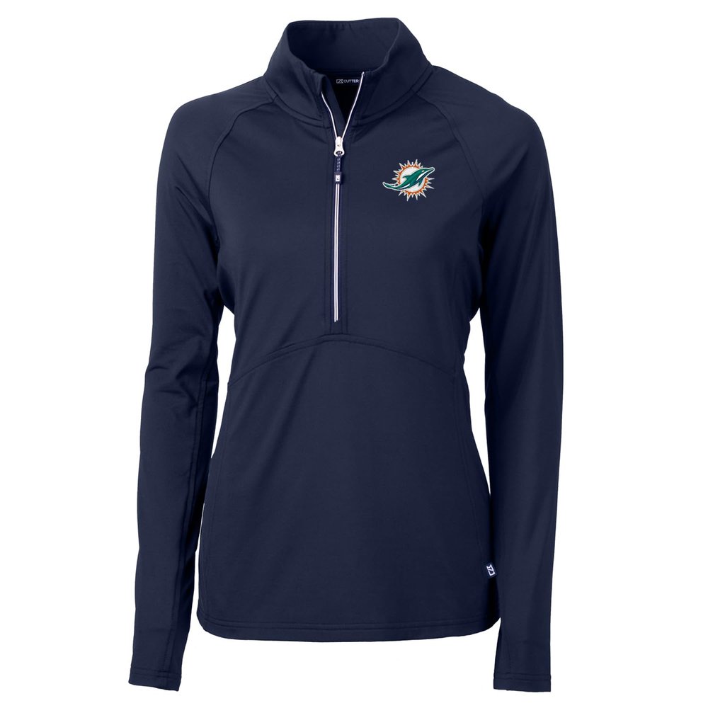 Cutter & Buck Women's Navy Miami Dolphins Adapt Eco Knit Half-Zip Pullover Jacket
