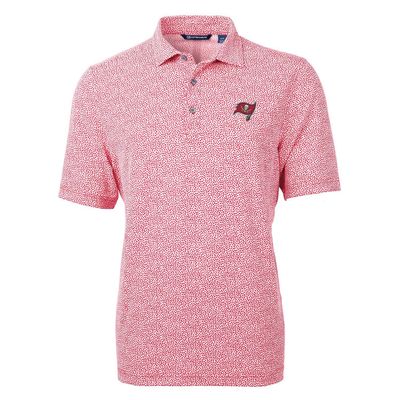 Cutter & Buck Men's Red Tampa Bay Buccaneers Virtue Eco Pique Botanical Print Polo