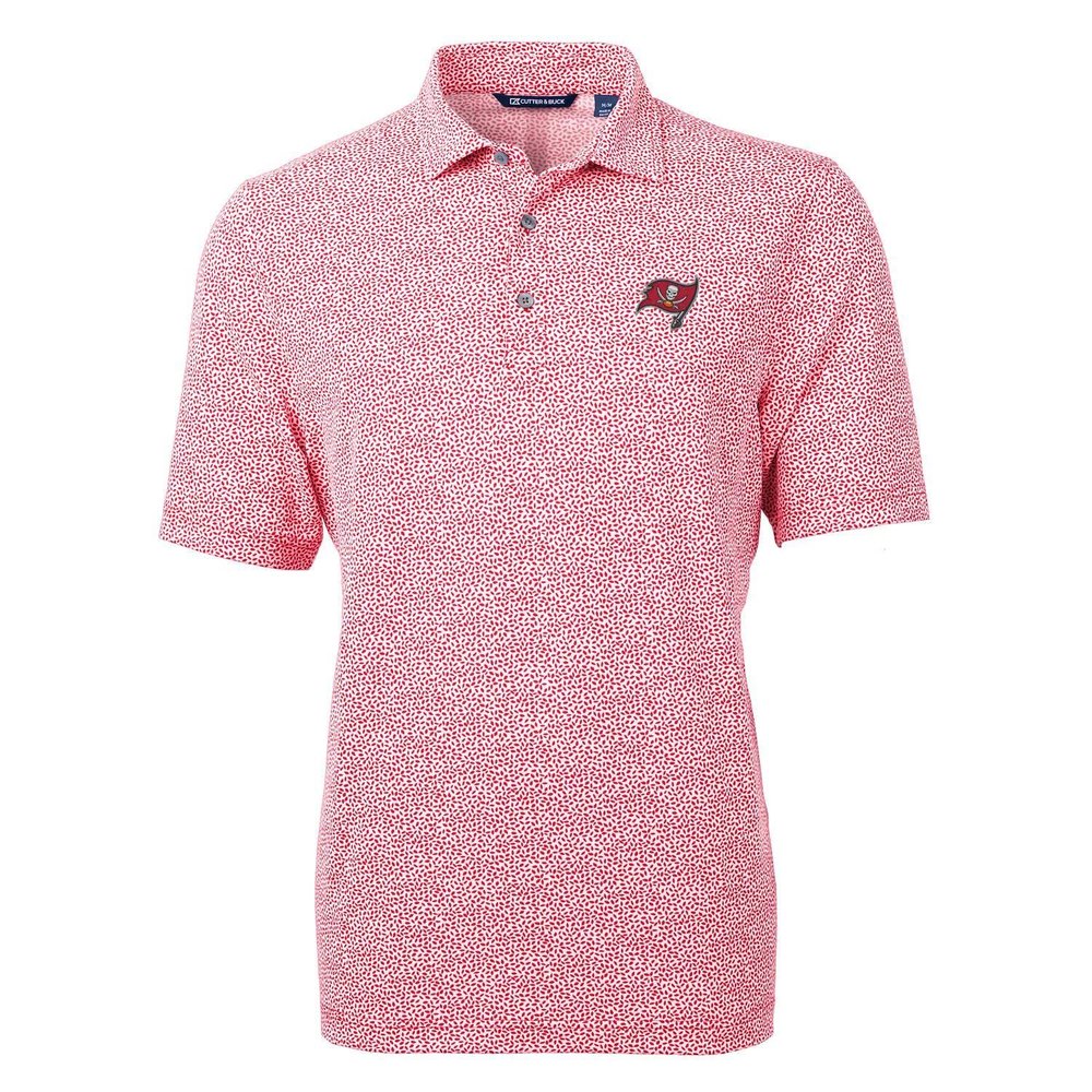 Cutter & Buck Men's Red Tampa Bay Buccaneers Virtue Eco Pique Botanical Print Polo
