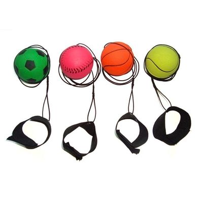 HnF shop 4 pcs Return Rubber Sport Ball on Nylon String with Wrist Band for Exercise or Play (4 Balls Pack)