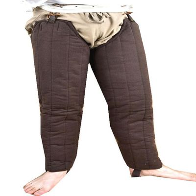 THE MEDIEVALS Thick Padded Medieval Lagging Gambeson Chausses Lower Under Hauberk Armor (Brown, 40 Length)