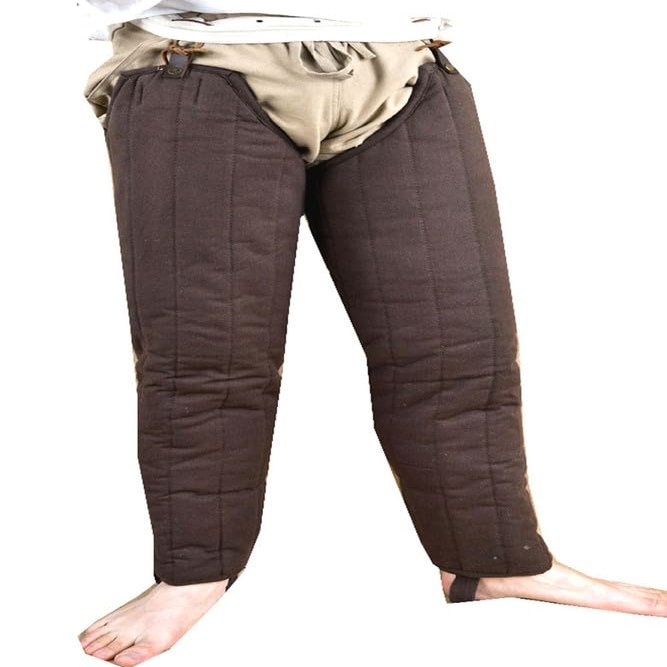 THE MEDIEVALS Thick Padded Medieval Lagging Gambeson Chausses Lower Under Hauberk Armor (Brown, 40 Length)