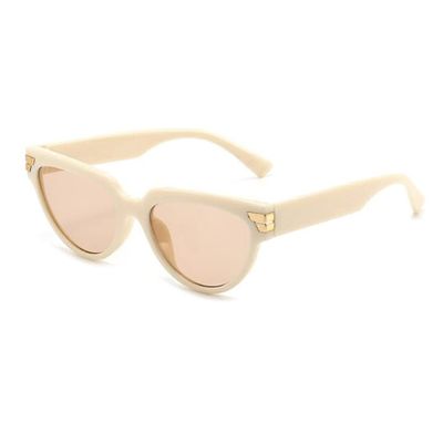 Angelastore Retro Triangle Sunglasses Jelly Color Rice Nails Sunglasses Street Style Concave Sunglasses (Rice White Frame Tea Flakes)