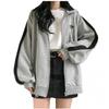 LIXIAO Womens Hooded Cardigan Top Solid Color Full Zip Long Sleeve Blouse Autumn Plus Size Loose Fit Coat Outerwear view 1