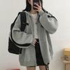 LIXIAO Womens Hooded Cardigan Top Solid Color Full Zip Long Sleeve Blouse Autumn Plus Size Loose Fit Coat Outerwear view 2