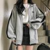 LIXIAO Womens Hooded Cardigan Top Solid Color Full Zip Long Sleeve Blouse Autumn Plus Size Loose Fit Coat Outerwear view 4