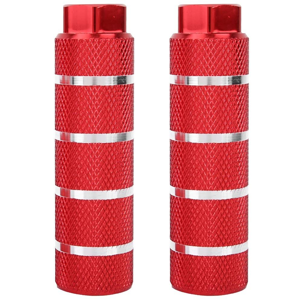 Aluminium Alloy Rear Foot Pedal for 9mm - Large Hole Round with Strong Bearing Capacity, Light and Compact Grip (Red)