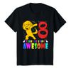 8th Birthday Party Dabbing Golden Retriever 8 Years Old Kids T-Shirt view 1
