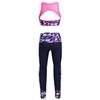 Hedmy 2PCS Kids Girls Digital Printed Sports Athletic Outfit Racer Back Crop Top and Pant Set for Workout Dance Gym Rose_Red 12 Years view 4