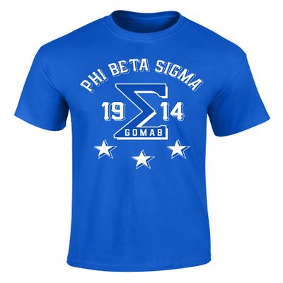 Phi Beta Sigma Three Stars Graphic T Shirt Royal XX-Large Regular
