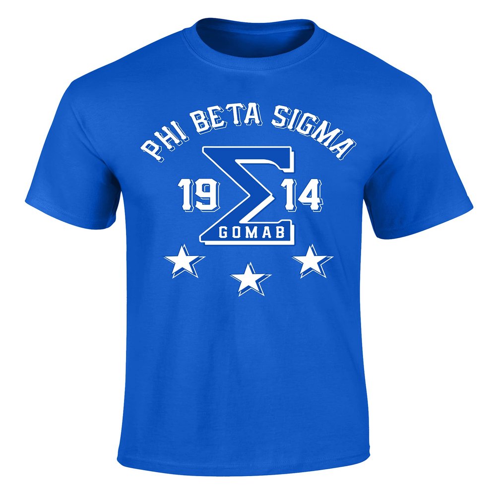Phi Beta Sigma Three Stars Graphic T Shirt Royal XX-Large Regular