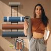 Kesito Yoga Mat Holder Wall Mount, Wall Rack Organizer, Storage Foam Roller and Block, with 5 Sectional and 3 Hooks for Hanging Yoga Strap, Resistance Bands at Fitness Class or Home Gym, Decor(Black) view 3