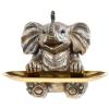 1 Set Luck Elephant Candy Dish Jewelry Ring Holder Bird Feeder Water Baths Appetizer Plate Trinket Tray for Outside Yard Decor Silver