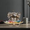 1 Set Luck Elephant Candy Dish Jewelry Ring Holder Bird Feeder Water Baths Appetizer Plate Trinket Tray for Outside Yard Decor Silver view 2