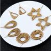1 Pair Lightweight Rattan Knit Star Triangle Geometric Drop Dangle Earrings Bohemia Straw Wicker Braid Woven Statement Bamboo Jewelry for Women Teens-star view 3