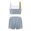 Kaerm Kids Girls Sport Clothes Set Crop Tank Top Booty Shorts Two Piece Athletic Dance Yoga Sport Suit Grey 6 Years view 2