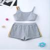 Kaerm Kids Girls Sport Clothes Set Crop Tank Top Booty Shorts Two Piece Athletic Dance Yoga Sport Suit Grey 6 Years view 3