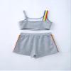 Kaerm Kids Girls Sport Clothes Set Crop Tank Top Booty Shorts Two Piece Athletic Dance Yoga Sport Suit Grey 6 Years view 4