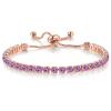 14K Gold Plated Tennis Bracelets Colorful Sparkling Cuban Zirconia Adjustable Ice Out Link Chain Slider Bangle Jewelry Dainty Bracelet for Women-purple view 1