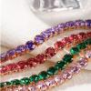 14K Gold Plated Tennis Bracelets Colorful Sparkling Cuban Zirconia Adjustable Ice Out Link Chain Slider Bangle Jewelry Dainty Bracelet for Women-purple view 2