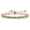 14K Gold Plated Tennis Bracelets Colorful Sparkling Cuban Zirconia Adjustable Ice Out Link Chain Slider Bangle Jewelry Dainty Bracelet for Women-light green view 1