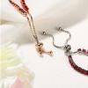 14K Gold Plated Tennis Bracelets Colorful Sparkling Cuban Zirconia Adjustable Ice Out Link Chain Slider Bangle Jewelry Dainty Bracelet for Women-red view 3