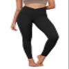 ODODOS Women's Cross Waist Full Length Yoga Leggings with Inner Pocket, Inseam 28" Gathered Crossover Workout Yoga Pants, Black, X-Small view 1