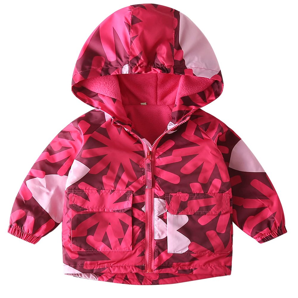Toddler Boys Girls Cartoon Print Zip Jacket Hoodies Kids Sherpa Fleece Coats Fashion Printed Cartoon Windbreaker Casual Outerwear Softshell Anorak Winter Autumn Track Jacket Red Heart 4-5T
