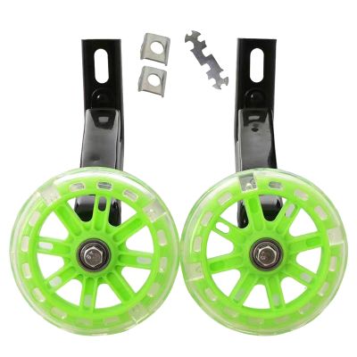 FUFU 1 Pair Bike Bicycle Stabilizers Support Wheels, Adjustable Cycling Training Wheels for 12 14 16 18 20 Inch (Color : Green, Size : 12in)