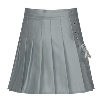 JanJean Women Schoolgirls Uniform Basic High Waist A-line Plain Pleated Skirt Skater Tennis Mini Skirts Grey Medium