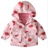 Happy Cherry Little Girls Light Waterproof Jackets Fleece Lined Hooded Windbreaker Dust Coats Fashion Cartoon Printed Hoodies Fall Winter Insulated Trench Jacket Cute Outwear for Kids Pink Fruit 4-5T view 1