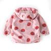 Happy Cherry Little Girls Light Waterproof Jackets Fleece Lined Hooded Windbreaker Dust Coats Fashion Cartoon Printed Hoodies Fall Winter Insulated Trench Jacket Cute Outwear for Kids Pink Fruit 4-5T view 2