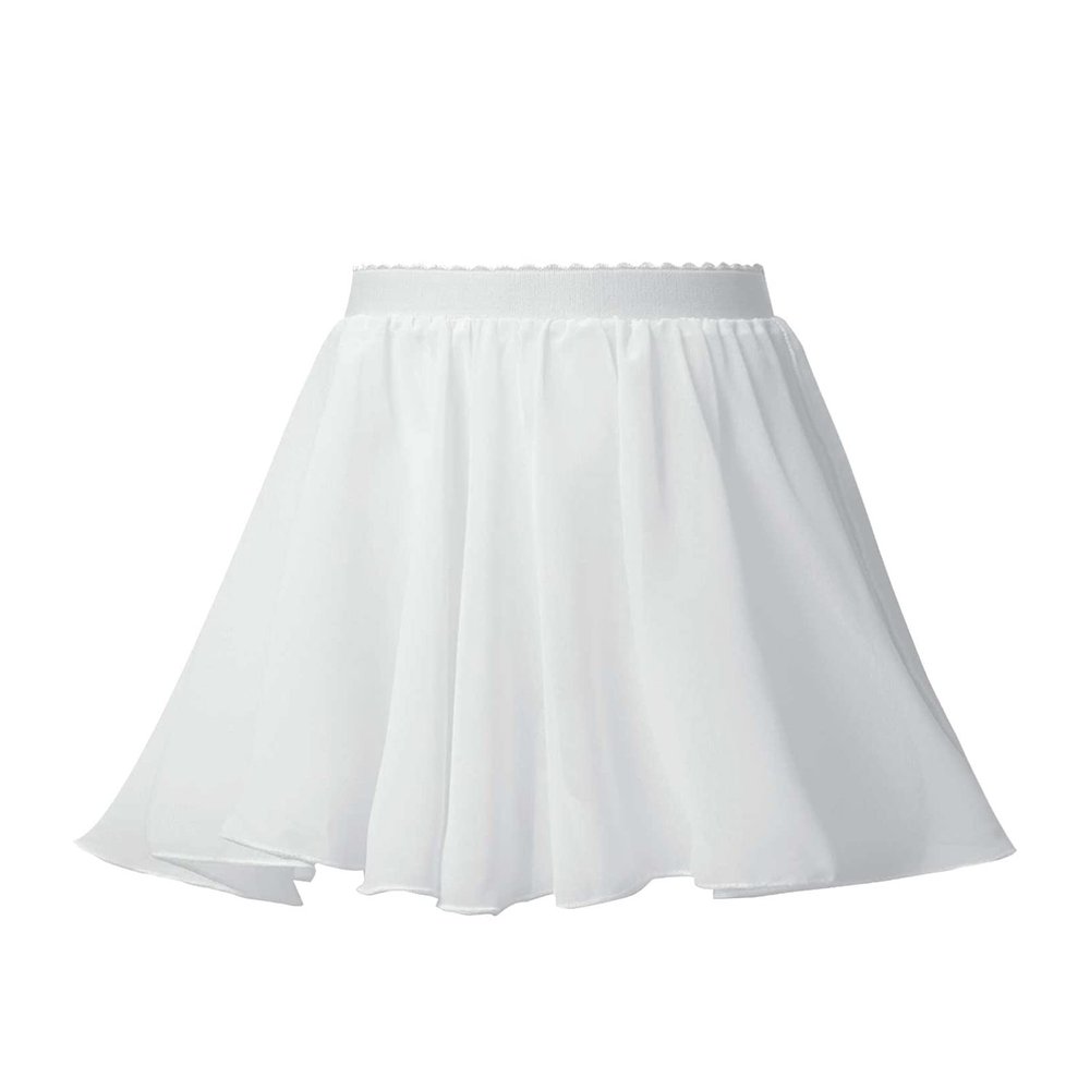 Aislor Big Girls Circular Pull-On Wrap Skirts Classic Chiffon Mini Skirt with Tie Waist White 1 3-4 Years