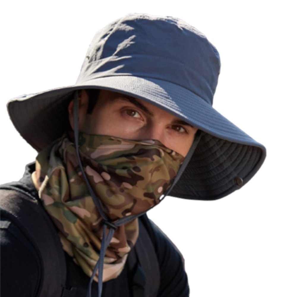 EMONJAY Sun Hat for Men/Women, Outdoor Sport Sun Visor UV Protection Waterproof Boonie Hat Safari Hat Bucket Hat for Hiking Fishing Camping Gardening Working, Summer Beach (Grey), 7 1/4