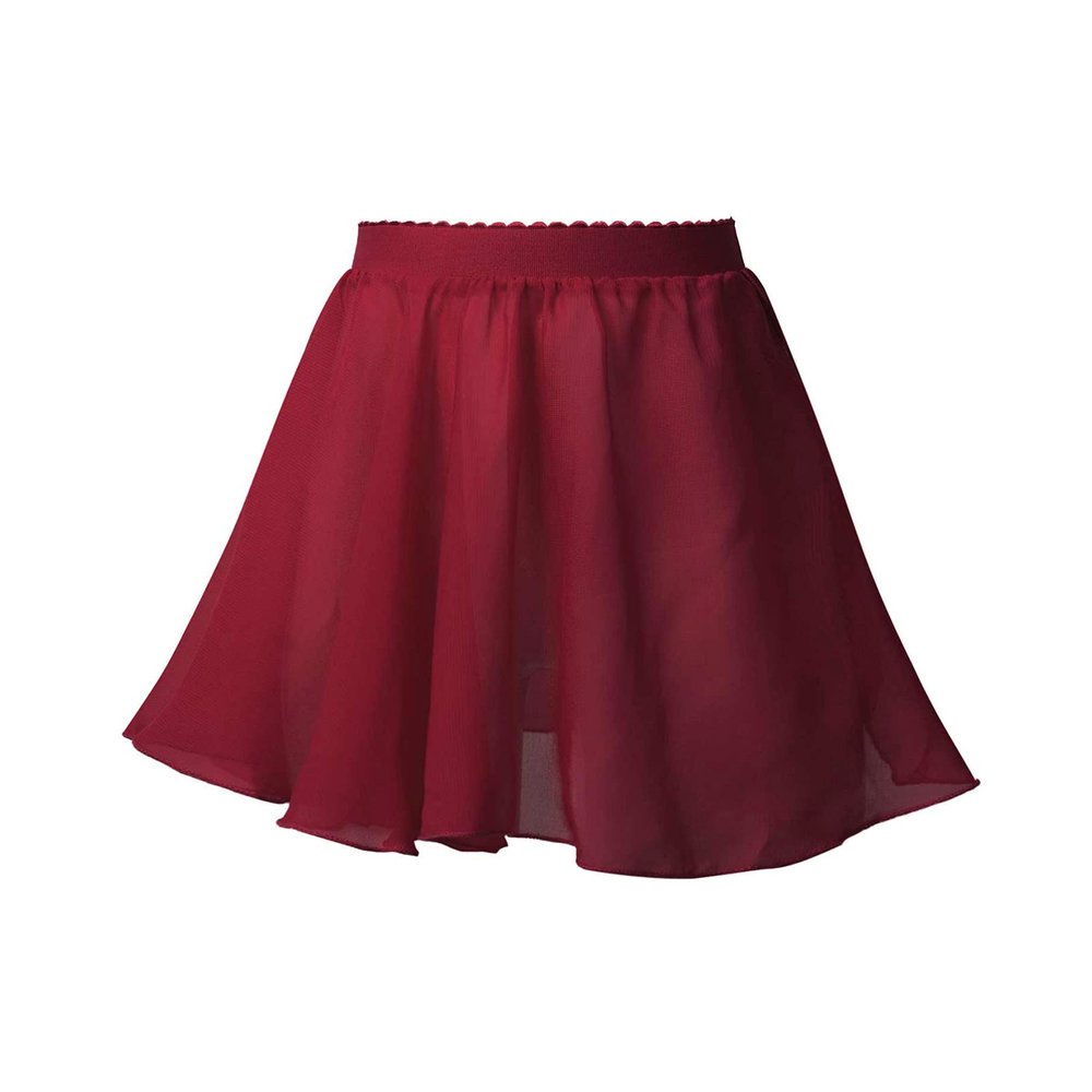 Aislor Big Girls Circular Pull-On Wrap Skirts Classic Chiffon Mini Skirt with Tie Waist Claret 1 15-16 Years