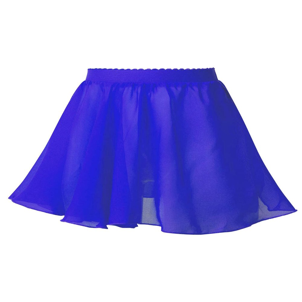 Aislor Kids Girls Ballet Dance Basic Chiffon Wrap Skirt Ballerina Skate Circular Pull-On Tutu Skirt Gymnastics Dancewear Royal Blue 15-16 Years