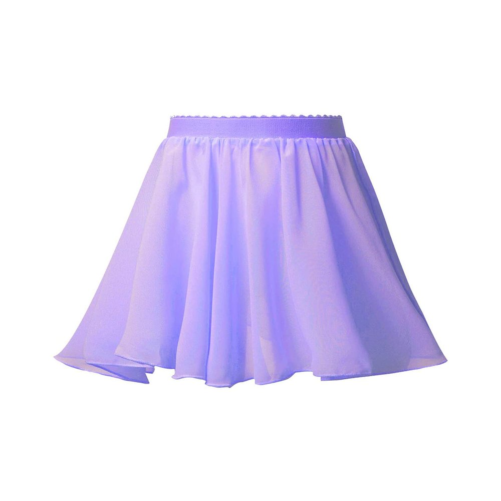 Aislor Big Girls Circular Pull-On Wrap Skirts Classic Chiffon Mini Skirt with Tie Waist Light Purple 1 3-4 Years