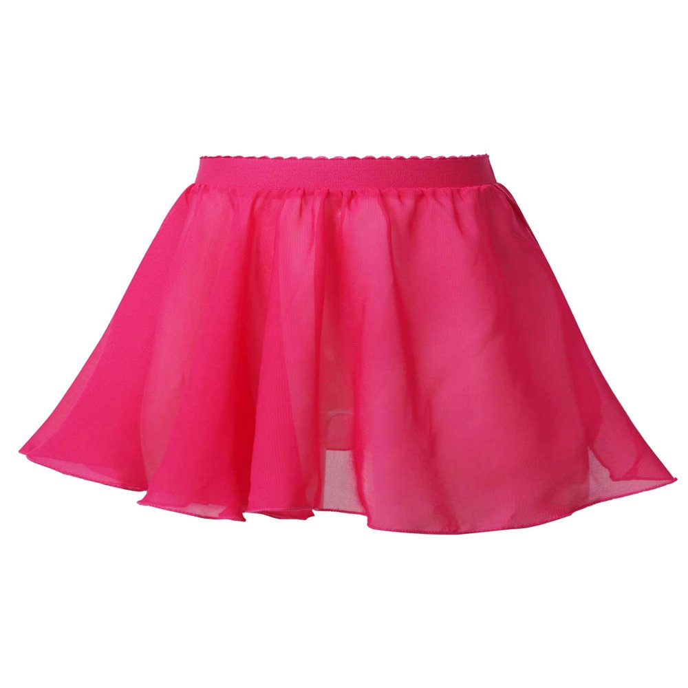 Aislor Kids Girls Ballet Dance Basic Chiffon Wrap Skirt Ballerina Skate Circular Pull-On Tutu Skirt Gymnastics Dancewear Hot Pink 7-8 Years
