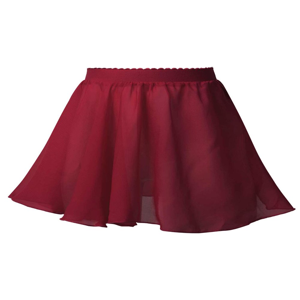 Aislor Kids Girls Ballet Dance Basic Chiffon Wrap Skirt Ballerina Skate Circular Pull-On Tutu Skirt Gymnastics Dancewear Claret 15-16 Years