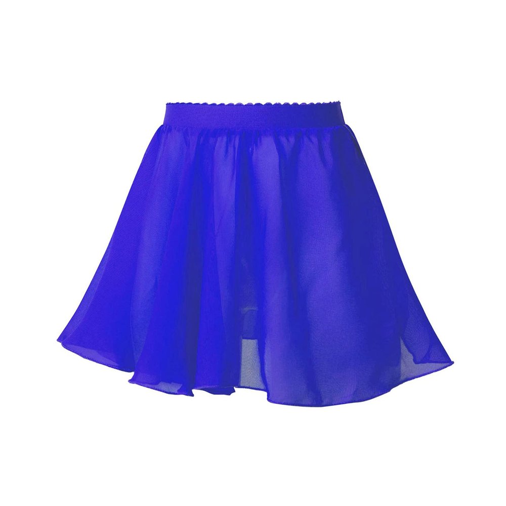 Aislor Big Girls Circular Pull-On Wrap Skirts Classic Chiffon Mini Skirt with Tie Waist Royal Blue 1 3-4 Years