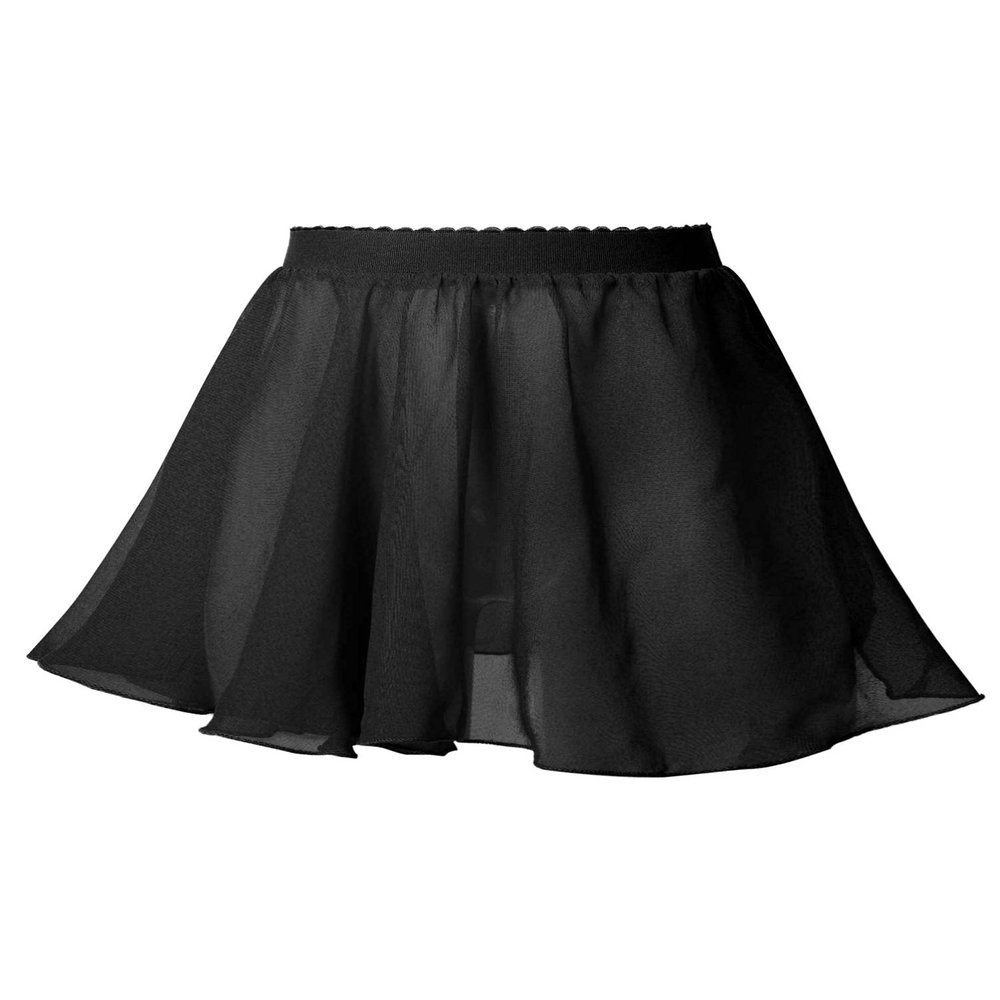 Aislor Kids Girls Ballet Dance Basic Chiffon Wrap Skirt Ballerina Skate Circular Pull-On Tutu Skirt Gymnastics Dancewear Black 7-8 Years