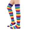 Zando Rainbow Socks Halloween Women Cosplay Striped Thigh High Socks Plus Size Thigh High Stockings Kawaii Leg Warmers 1 Pair Purple Rainbow One Size view 1
