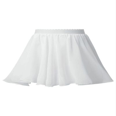 Aislor Kids Girls Ballet Dance Basic Chiffon Wrap Skirt Ballerina Skate Circular Pull-On Tutu Skirt Gymnastics Dancewear White 7-8 Years