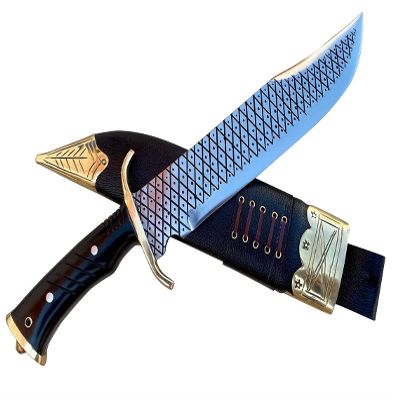 EGKH High Carbon Steel Full Tang Survival Knife -12" Blade and Brass Guard Handle for Outdoor Camping - Fixed Blade Kukri