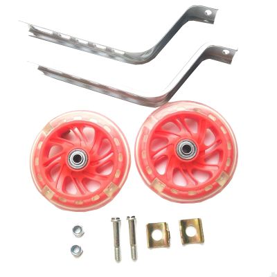 FUFU Bicycle Training Flash Wheels, Children's Bike Stabilizers Support Wheels Bike Steel Frame for 12-22 Inch Kids Riding Safety Equipment (Color : Red, Size : 16in)